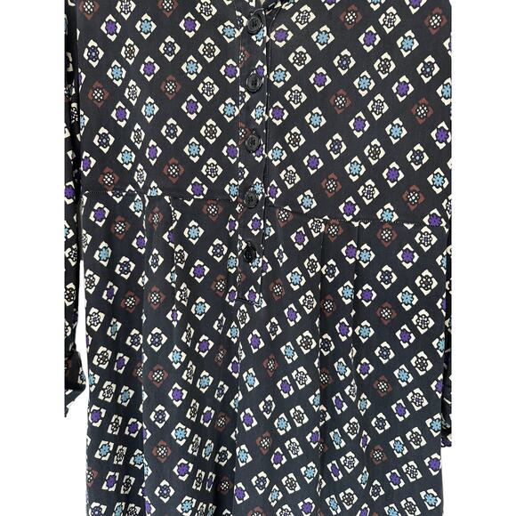 Diane Von Furstenburg Black Mod Silk Business Office Button Up Dress Size 6 - Picture 4 of 10